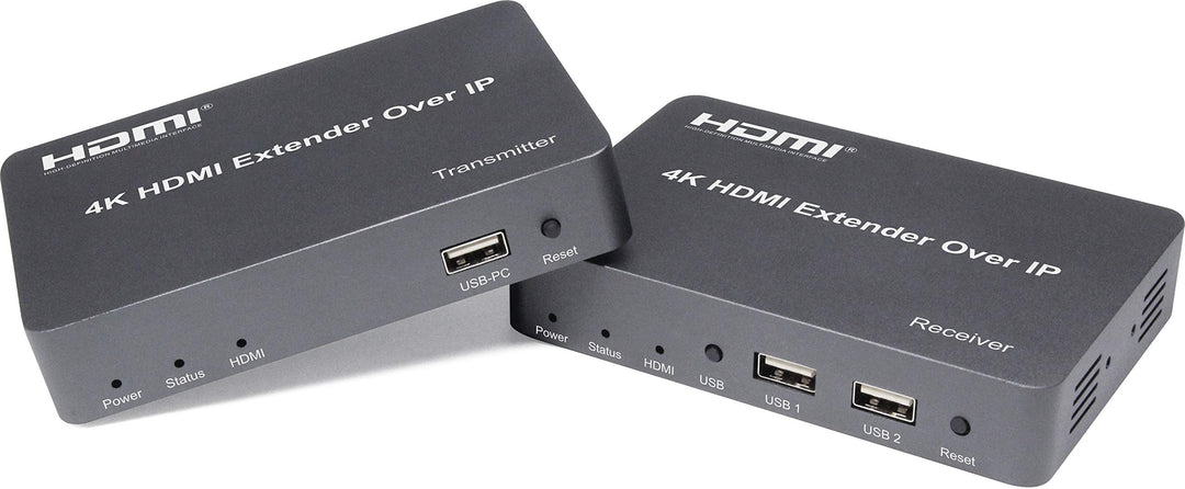 PremiumCord 4K HDMI Extender mit USB auf 150m über IP, Metallgehäuse, Kompatibel mit 4K 2160p, Full