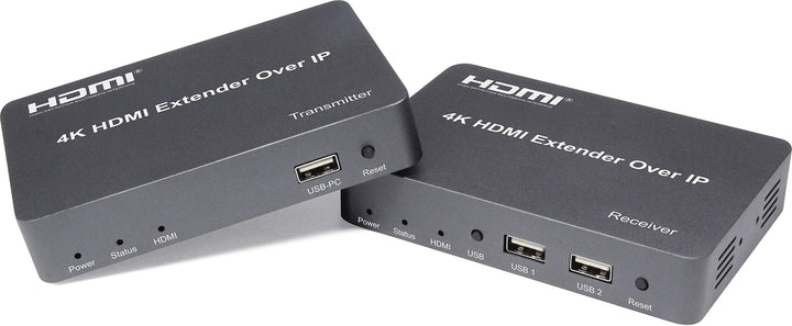 PremiumCord 4K HDMI Extender mit USB auf 150m über IP, Metallgehäuse, Kompatibel mit 4K 2160p, Full