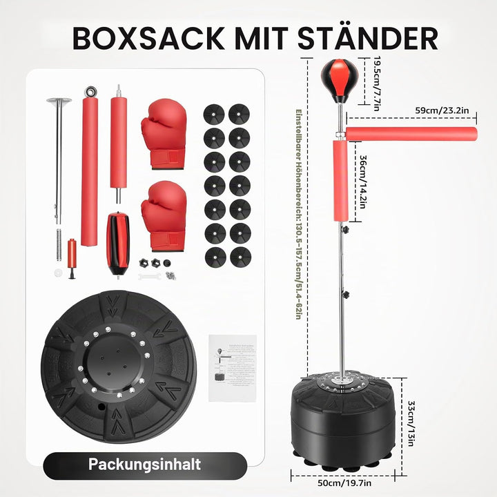 Boxbirne Stehend Boxsack mit Ständer Boxständer mit Punchingball und Reflexstange Boxball mit Stände