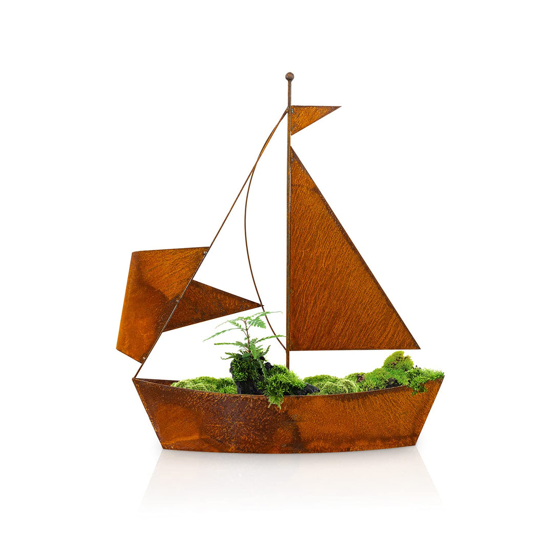 Blümelhuber Gartendeko Rostoptik Segelschiff - Rost Deko für Garten zum Bepflanzen - Maritime Edelro