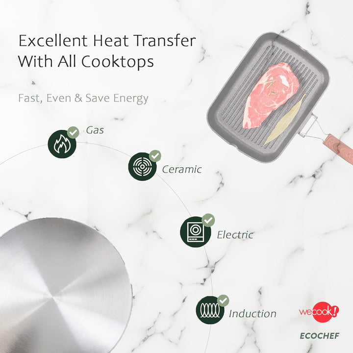 Wecook! Ecochef - Aluminium Non Stick Grill Pan - 34 X 24 cm, 34 X 24 cm