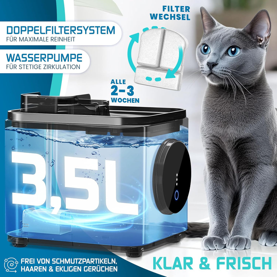 LOVPET® Katzenbrunnen Trinkbrunnen für Katzen 3,5L Wassertank &amp; 3x Filter Automatischer Wasserspende