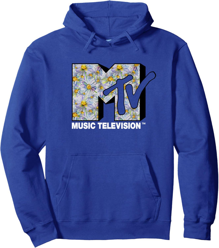 MTV Logo Watercolor Flowers Pullover Hoodie