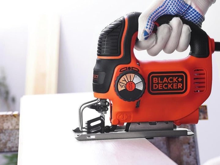 Black &amp; Decker Autoselect Stichsäge mit Klinge, orange, KS801SE 550 wattsW, 18 voltsV Metallsäge, Me
