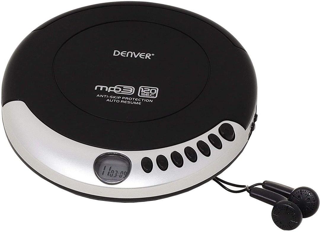 Denver DMP-389 tragbarer MP3/CD Player schwarz mit Anti-Schock Single, mit Anti-Schock Single