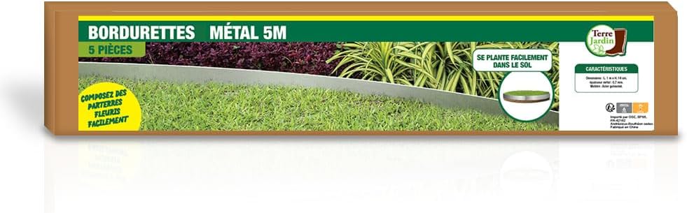 Garteneinfassung, flexibel, Metall, Grau, 5 m