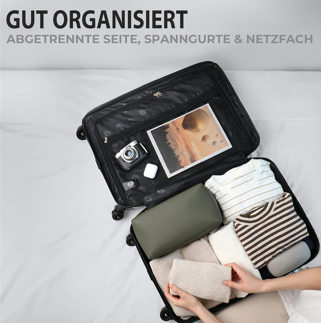 FERGÉ Handgepäck Koffer Set 3 teilig Kabinenkoffer Hartschale 55 x 40 x 22 cm + Reisetasche + Kultur