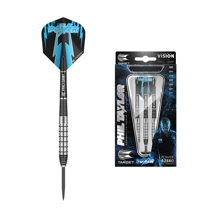 Target Darts Phil Taylor 8-Zero 2 80% Wolfram Steeldarts-Set Dartpfeile 22G Silber, 22G Silber