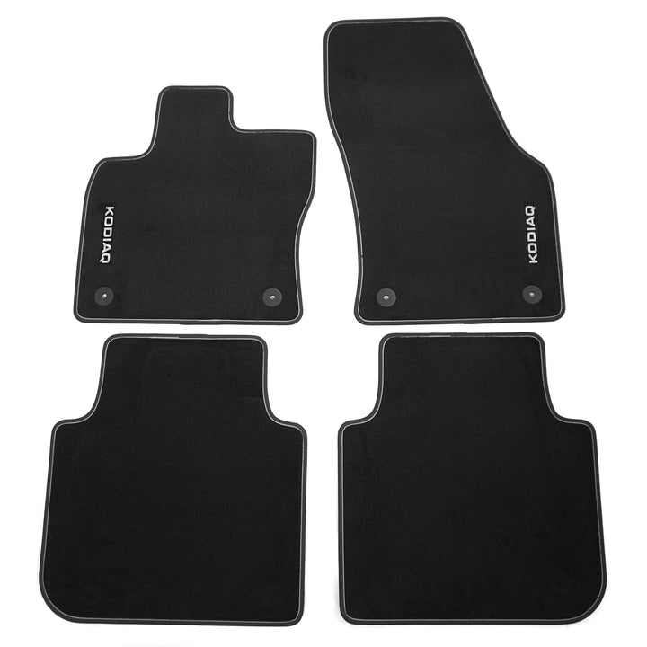 Skoda 566061270B Textilfussmatten Prestige Velours Fussmatten 4X Stoffmatten, schwarz/grau, mit Kodi