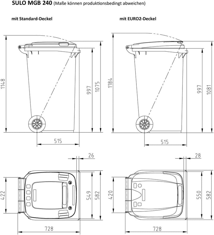 Sulo Farbige Original Ersatzdeckel MGB 240 CITYBAC Classic 240 Mülltonne Müllbehälter Abfalltonne Mü