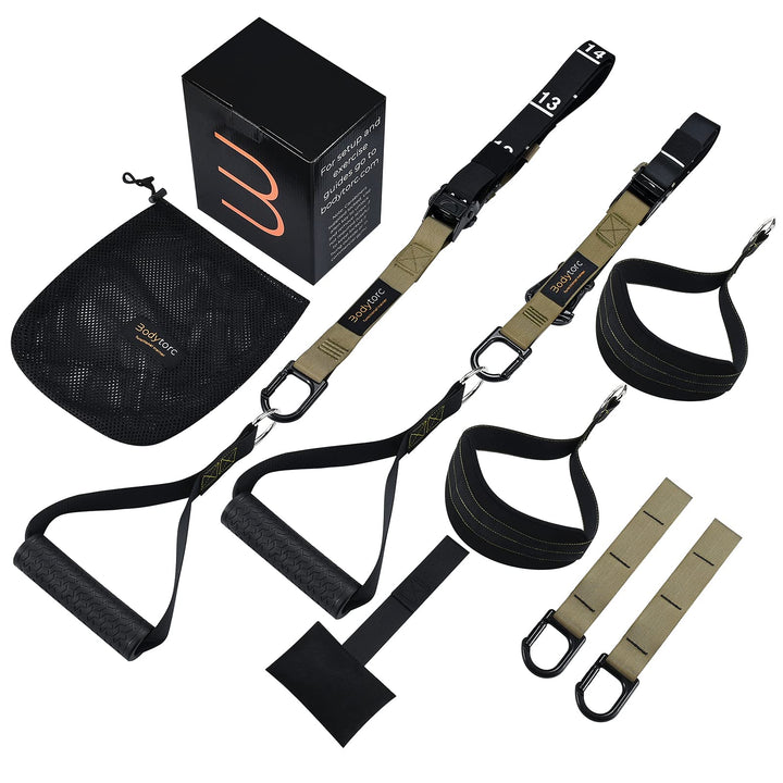 Suspension Trainer, Bodyweight Training Straps for Full Body Workouts at Home, Includes Door Anker,
