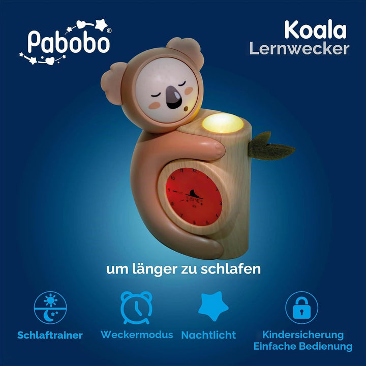 Pabobo - Koala Schlaf-Coach | Kinderwecker & Nachtlicht | Tag-/Nachtanzeige | doppelte Anzeige Digit