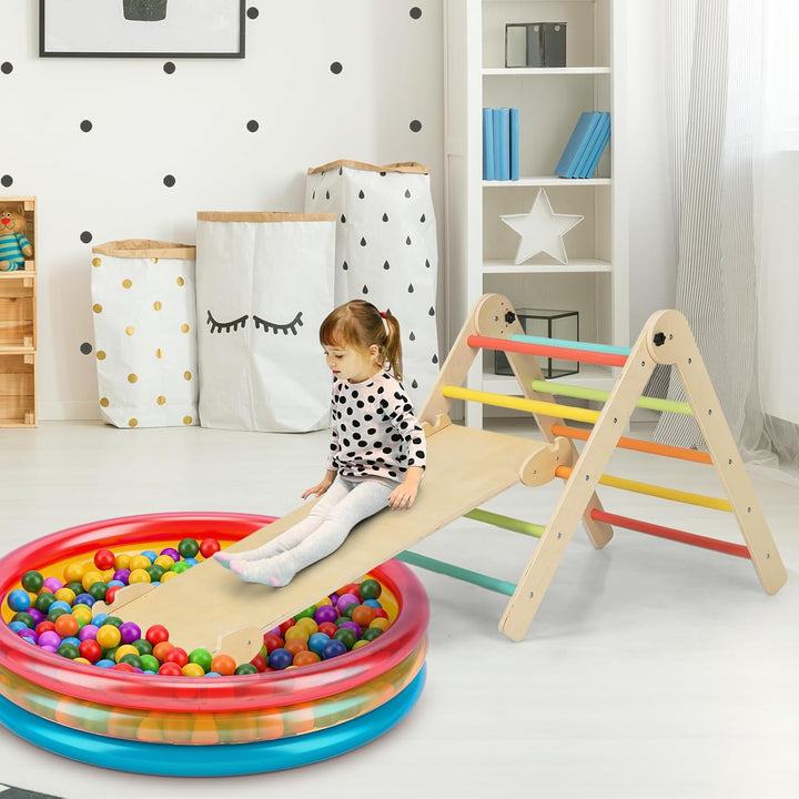 DREAMADE Montessori Klettergerüst Indoor, Holzdreieck Kletterspielzeug aus Holz, Kletterdreieck mit