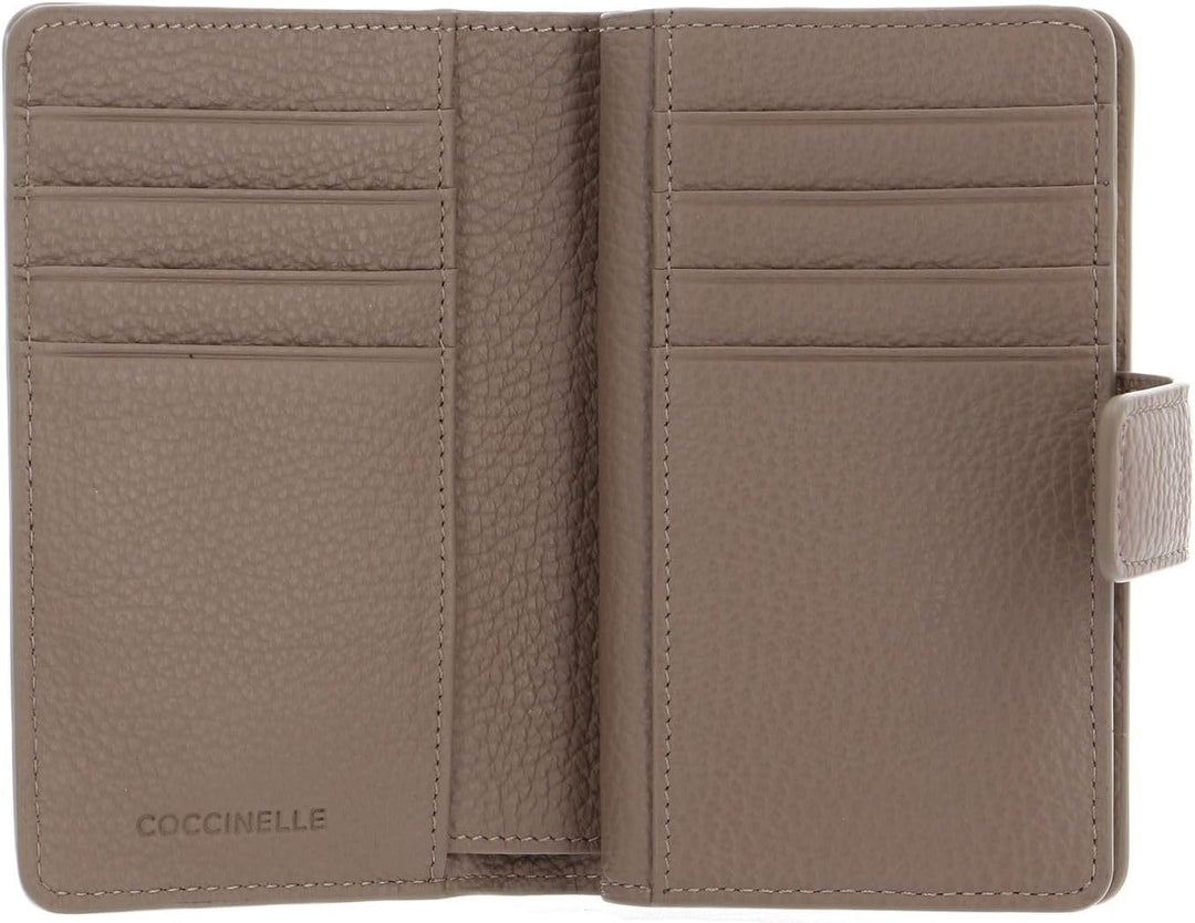 Coccinelle Metallic Soft Mini Wallet Grained Leather Warm Taupe