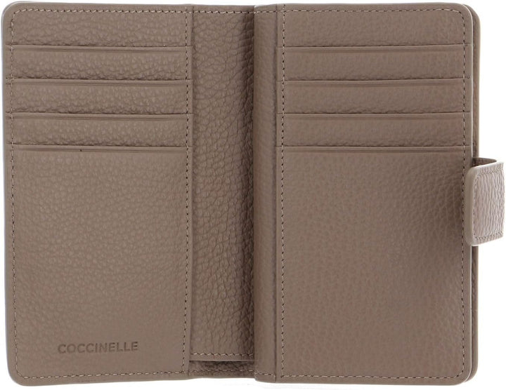 Coccinelle Metallic Soft Mini Wallet Grained Leather Warm Taupe