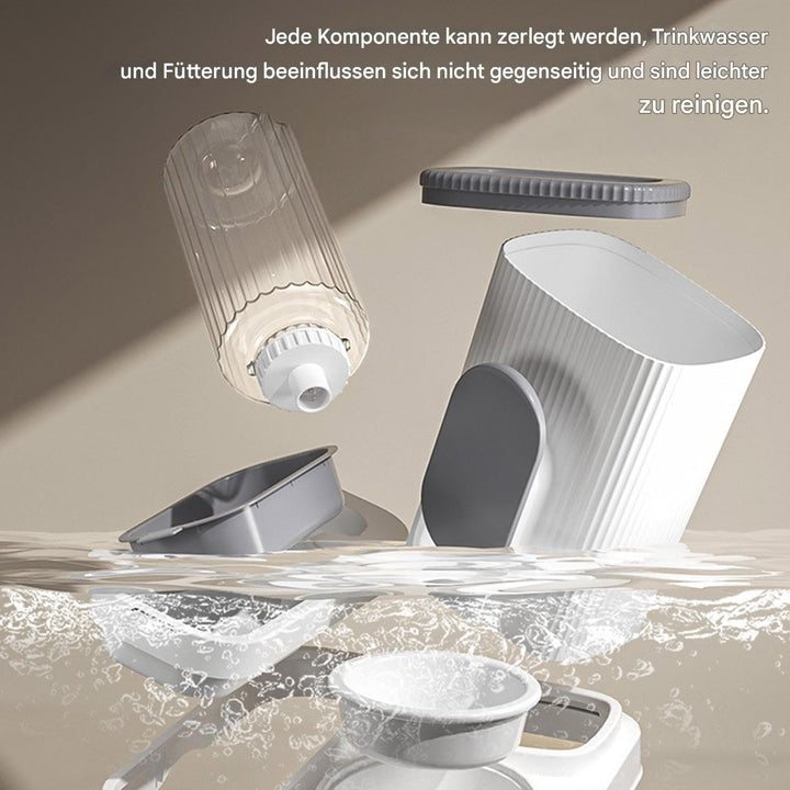 Automatischer Katzenfutterspender - Hundefutter- und Wasserspender - 2 in 1 Futterstation Vorratsbeh
