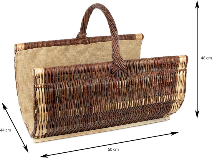 Tigana - Kaminkorb Holzkorb Kaminholzkorb aus Weide mit Jute 60 cm - 90150-60 2F