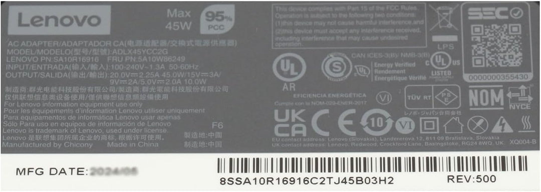 Lenovo 00HM664 Original USB-C Netzteil 45 Watt für ThinkPad X1 Tablet Gen 2 (20H/20J/20K), X1 Yoga G