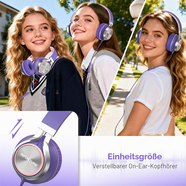 INFURTURE Kabelgebundene USB-C-Kopfhörer (Typ C) mit Mikrofon und Lautstärkeregler, verwicklungsfrei