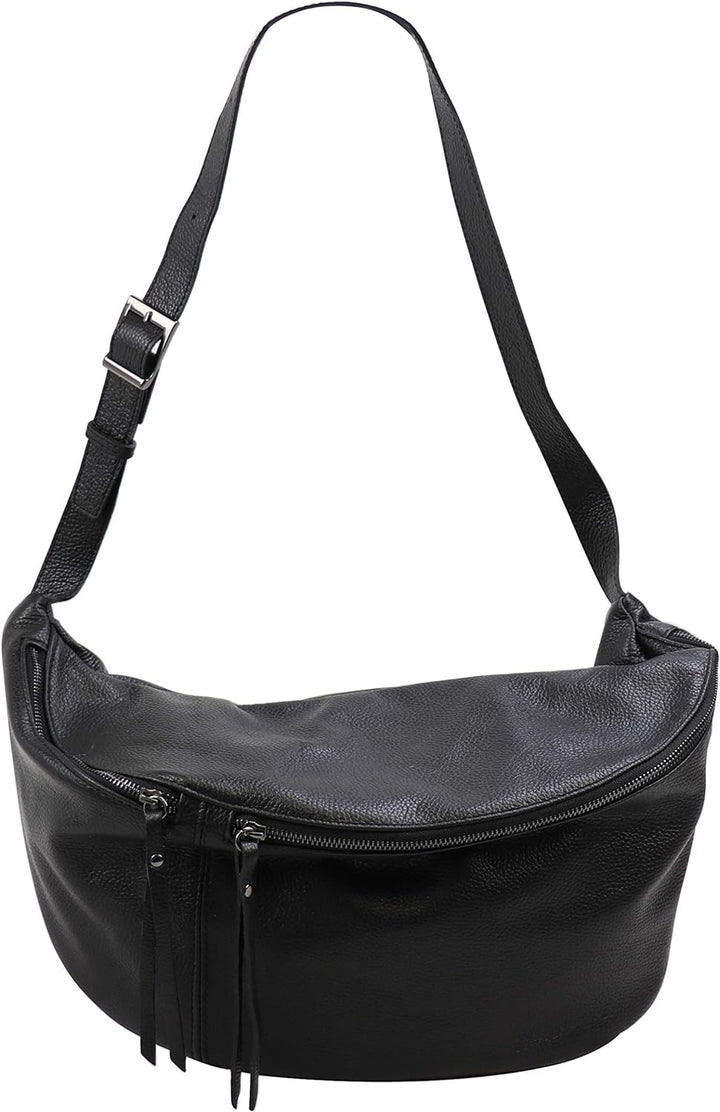 SH Leder echt Leder Damen Unisex Brusttasche für Festival Reise Gross Hüfttasche Crossbody Bag Fraue