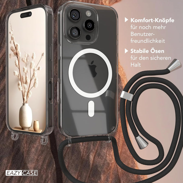 EAZY CASE - Handykette kompatibel mit iPhone 16 Pro Kette zum Umhängen Stossfest Handyhülle für Appl