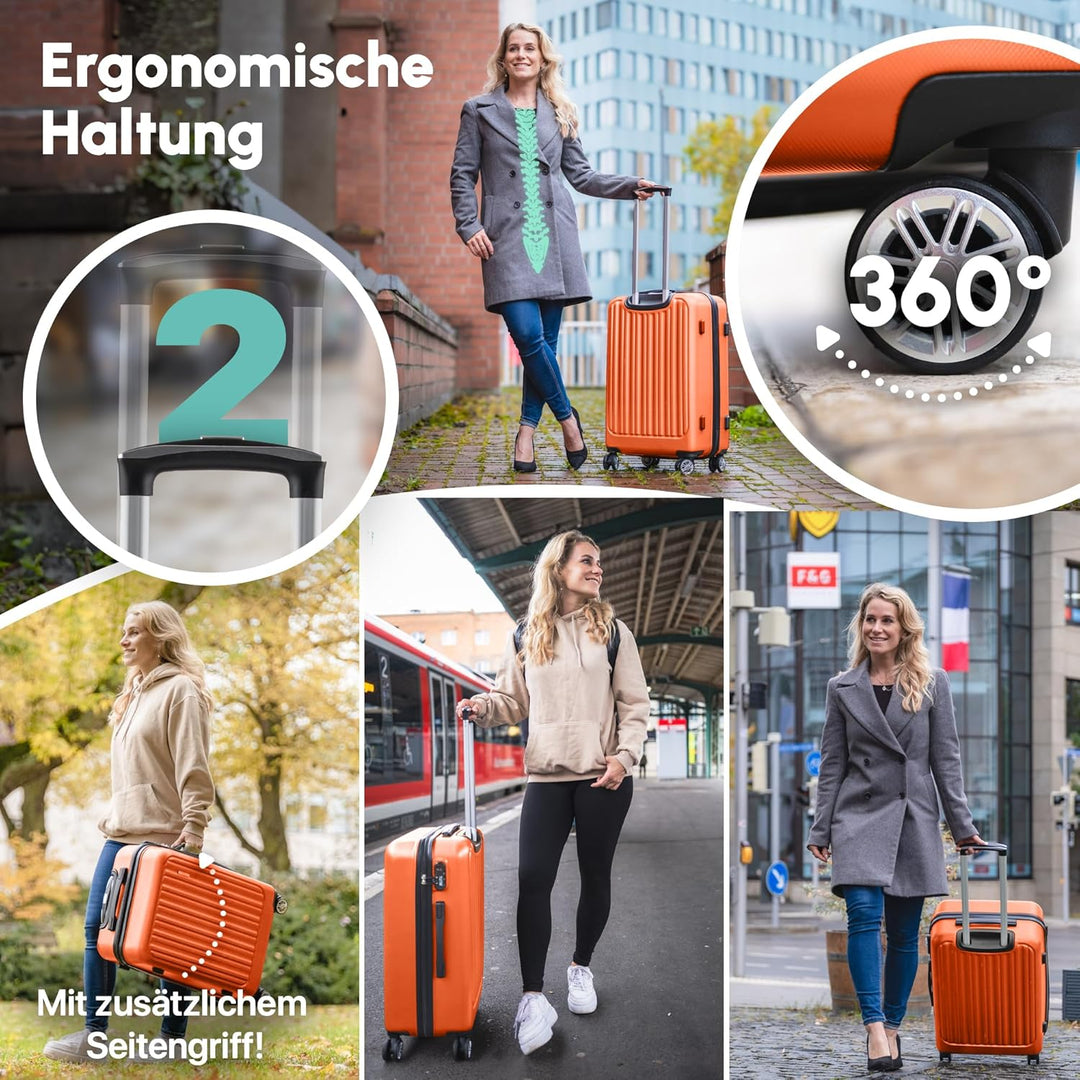 ABS Hartschalenkoffer - Ergonomisch & Sicher - Kleiner Trolley Koffer mit 360° Rädern, Zahlen-Schlos