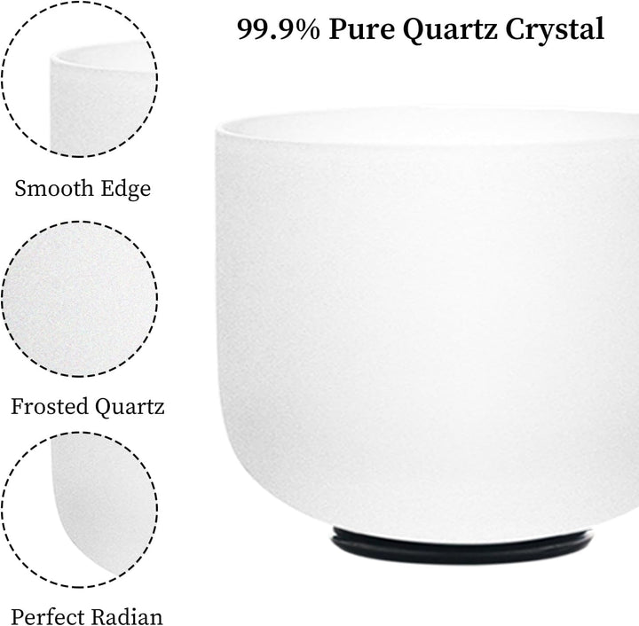 KVKA 528hz Klangschalen, 8 inch C note White Crystal Singing Bowl Chakra Singing Bowl for Sound Heal