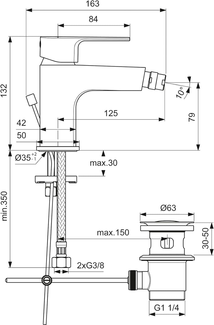 Ideal Standard BC691AA Cerafine D Bidetarmatur mit