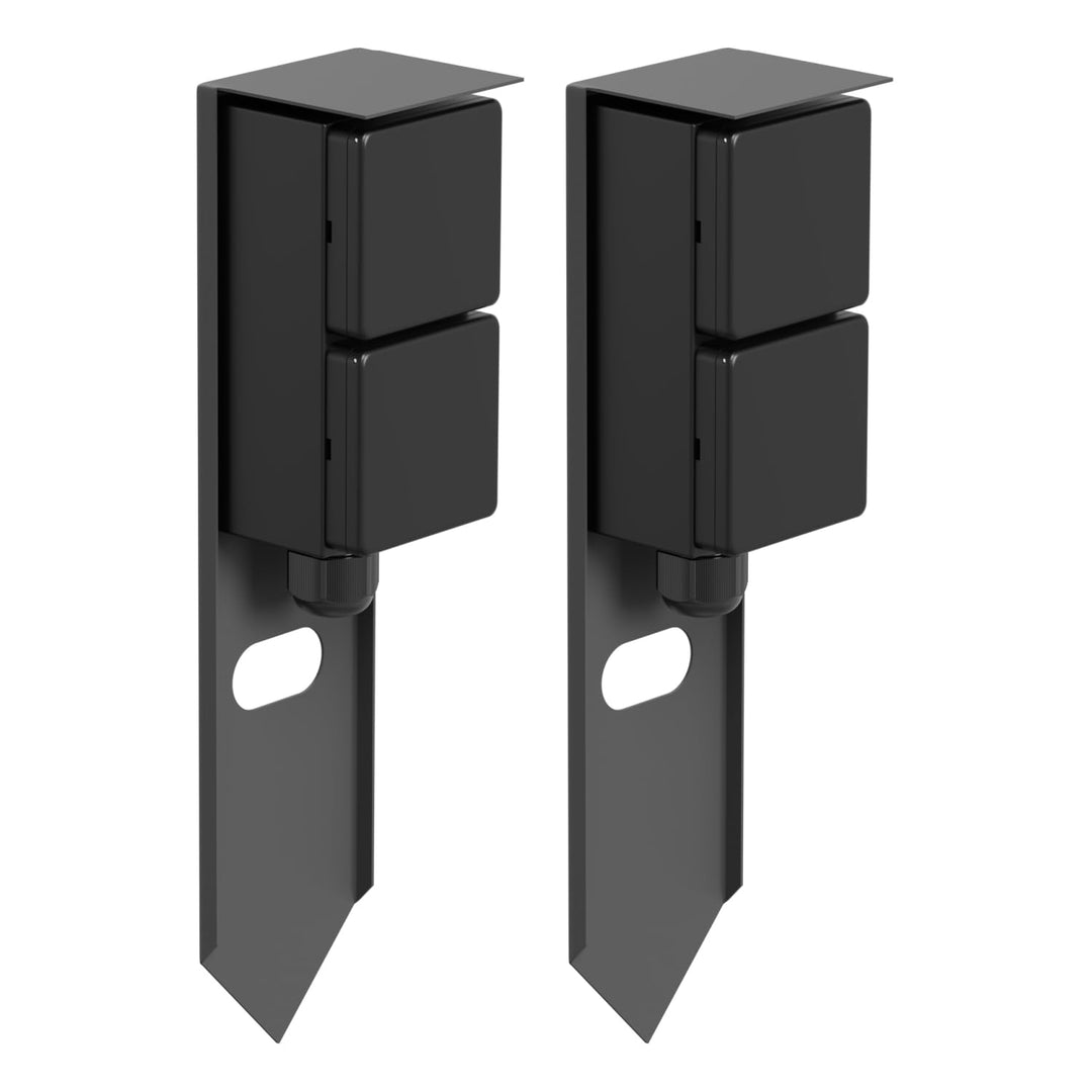 ledscom.de 2 Stück Garten Steckdosensäule PIWI mit Erdspiess für aussen, IP44, 2-Fach, Edelstahl, an