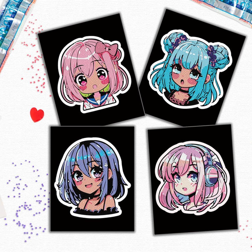 DIAMOND DOTZ DOTZIES 2594444 Original 5D Diamond Painting Set, Neon Anime Mädchen, 4 bunte Diamant-B