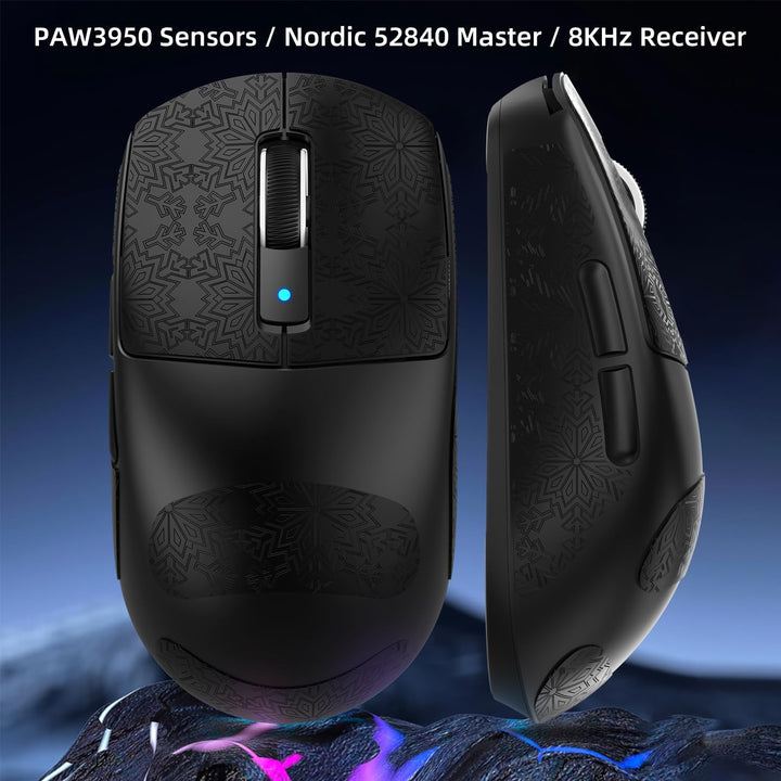 MAMBASNAKE x ATTACK SHARK R6 39g SUPERLIGHT Mouse with Grip Tape, PixArt PAW3950MAX Gaming Sensor, W