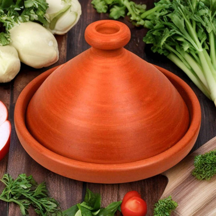 Marokkanische Tajine zum Kochen, original aus marokko, für 4-5 Person, Ø 30 cm, handgetöpfert Marrak