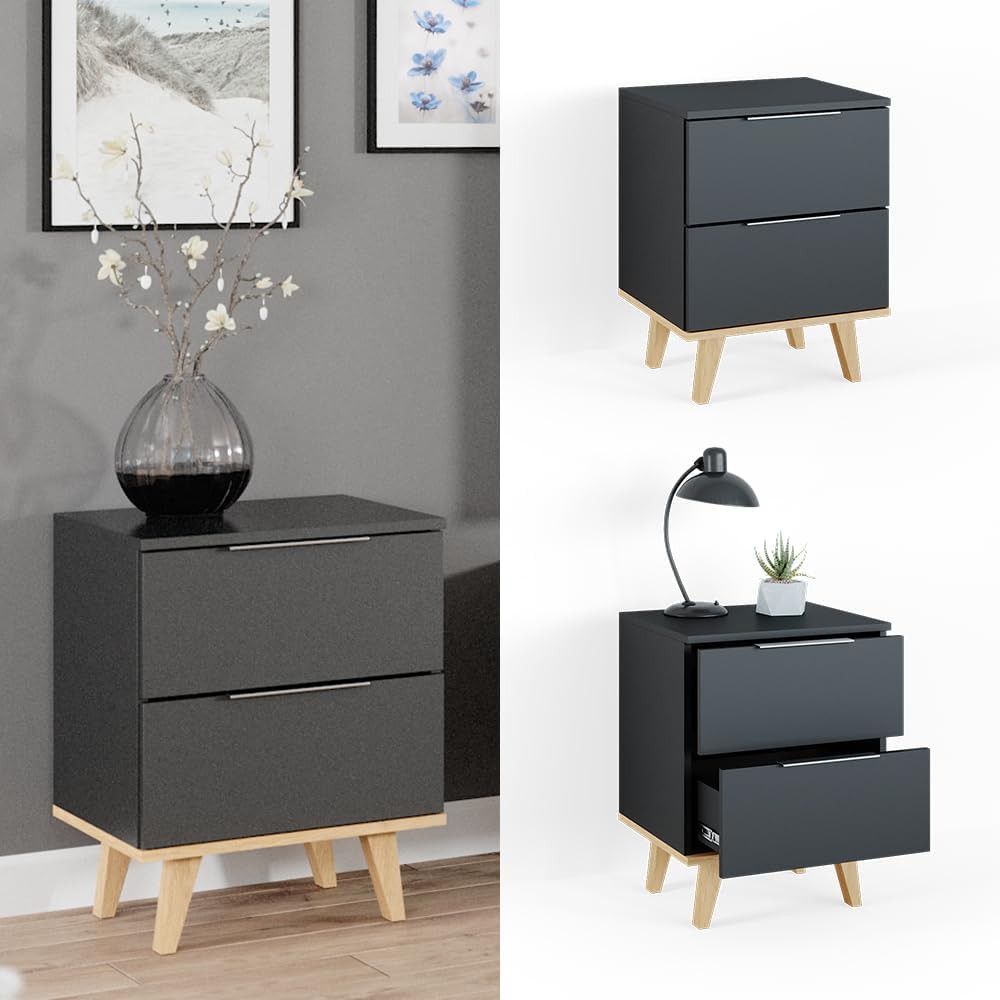 Vicco Sideboard Neptune, Anthrazit/Buche, 46 x 61 cm Klein, Klein