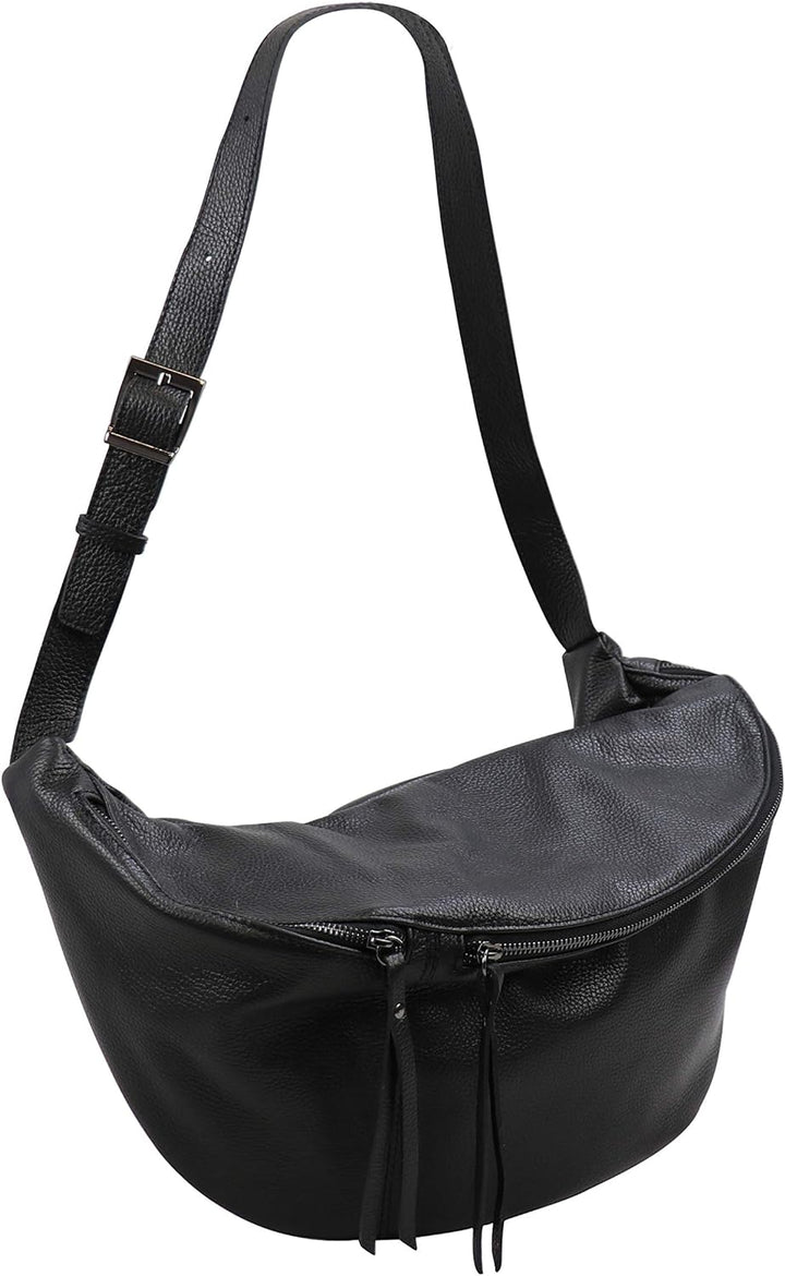 SH Leder echt Leder Damen Unisex Brusttasche für Festival Reise Gross Hüfttasche Crossbody Bag Fraue