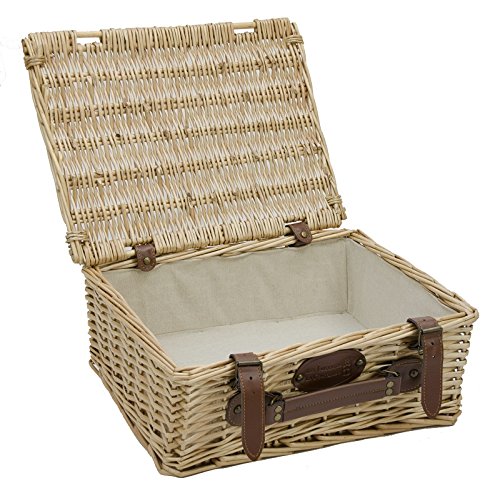 Picknick-Korb, leer, mit Stoff, beige