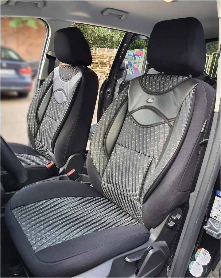BREMER SITZBEZÜGE Mass Sitzbezüge Schonbezüge für Skoda Yeti 115 115 - Schwarz/Grau Muster, 115 - Sc