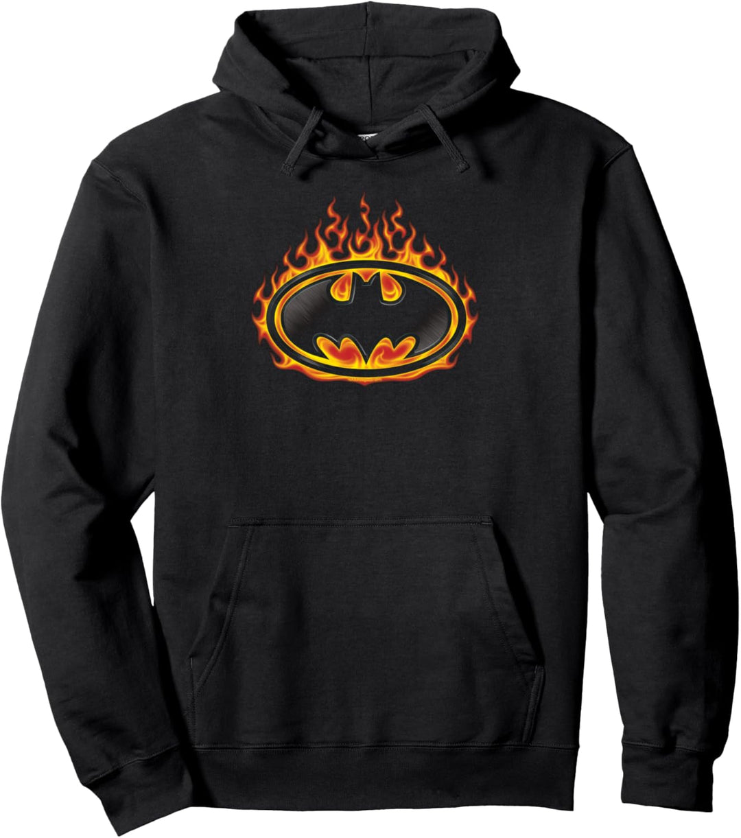 Batman Bat Flames Shield Pullover Hoodie