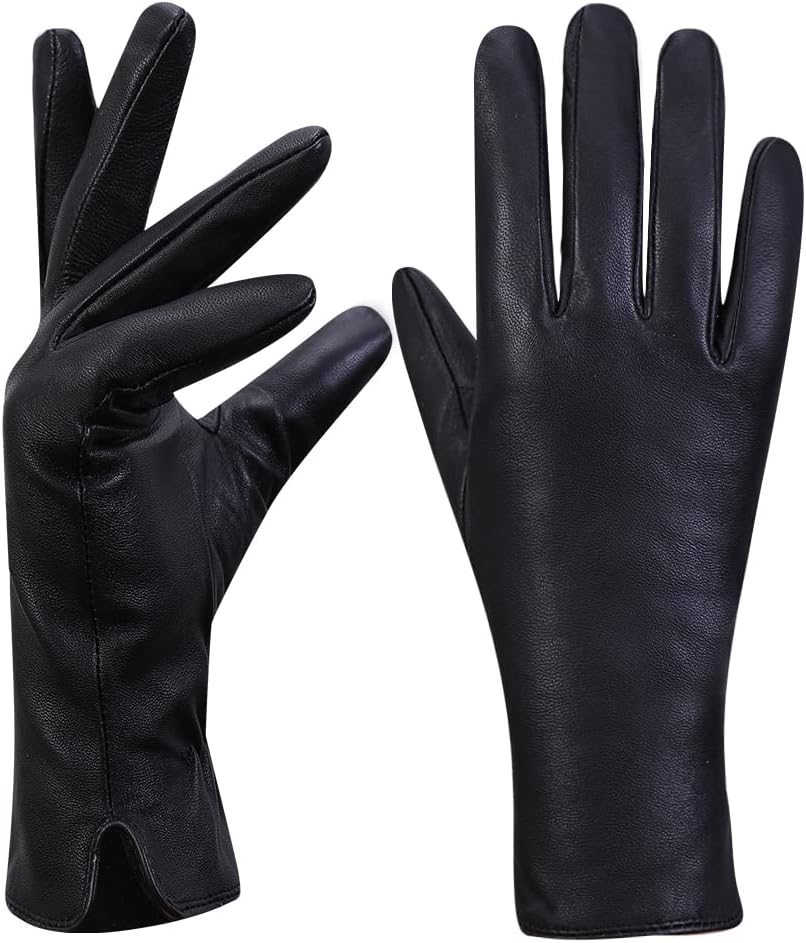 MGGMOKAY Damen Lederhandschuhe Kaschmir gefüttert M Schwarz(thouchscreen), M Schwarz(thouchscreen)