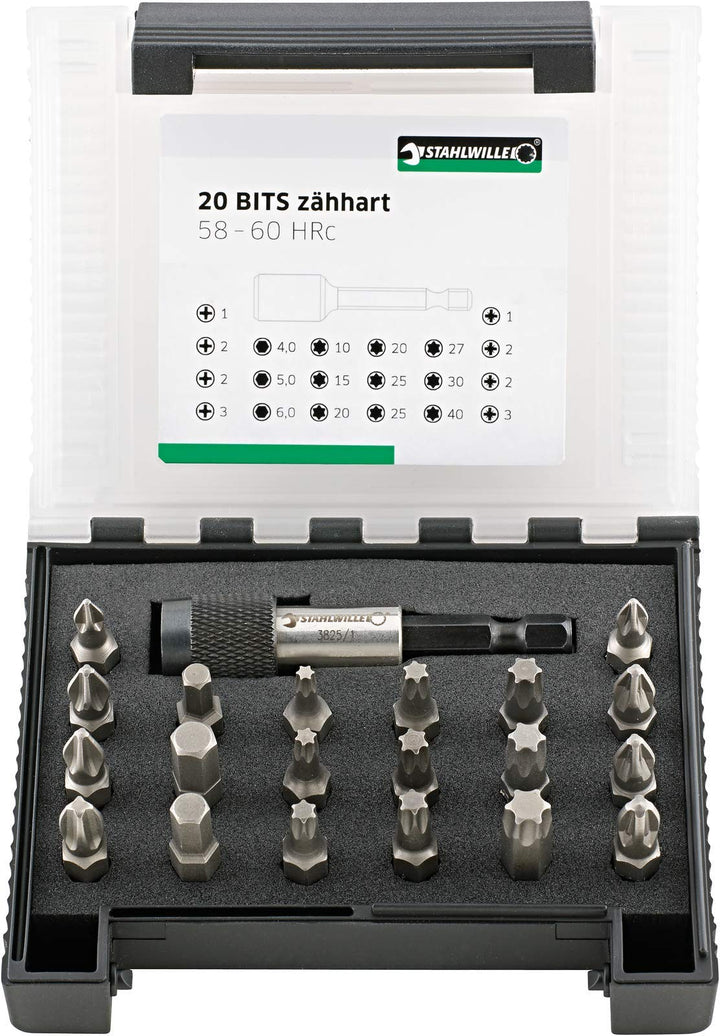 STAHLWILLE Bit Set 21-tlg. | Bitsatz mit 1/4" Bithalter magnetisch | TORX, Innensechskant und Kreuzs