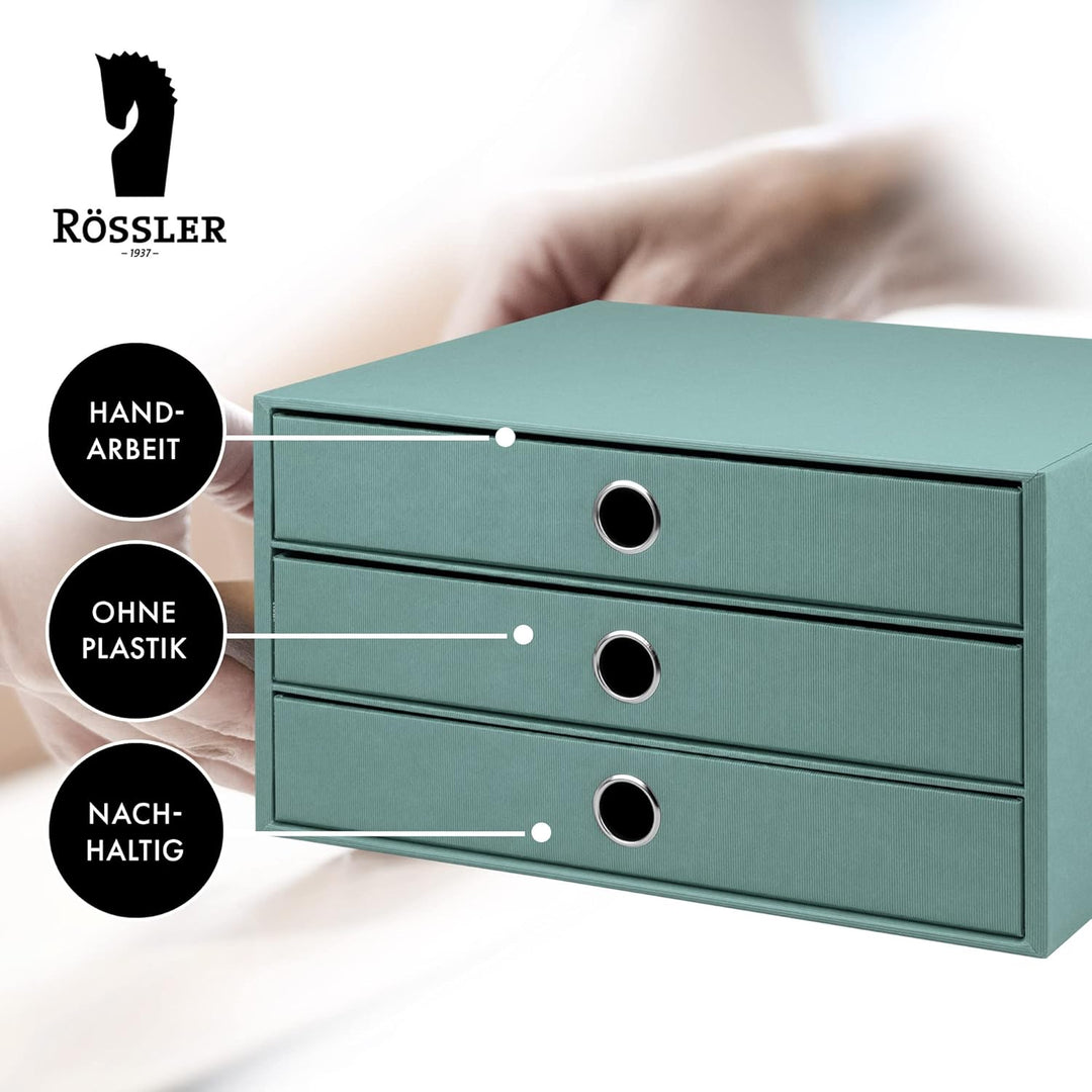 Rössler SOHO 3er Schubladenbox A4 aus Papier | Büro Organizer Schreibtisch| Schubladen Organizer Bür