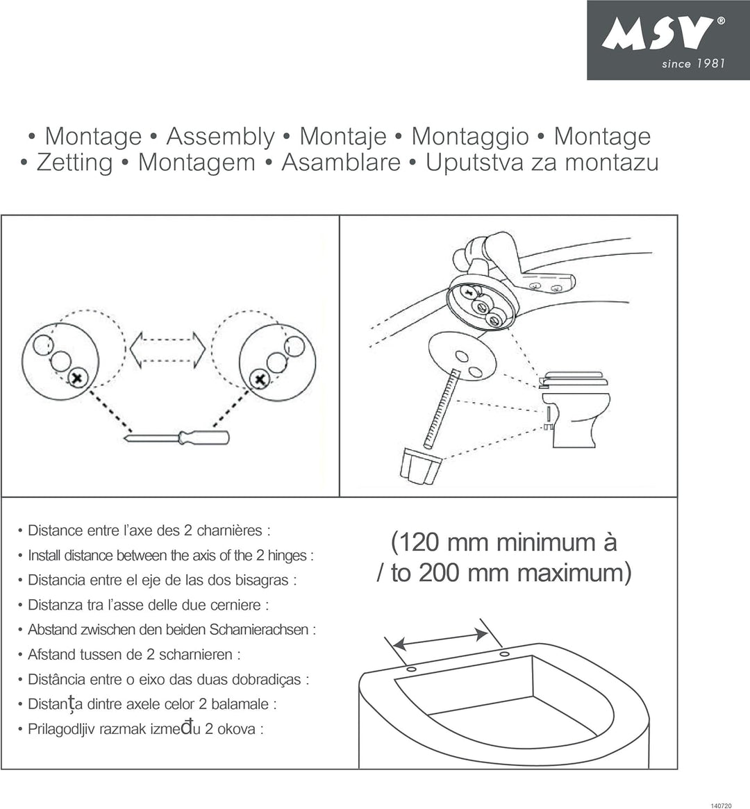 MSV 140720 WC Sitz mit Scharnieren aus Zink, weiss