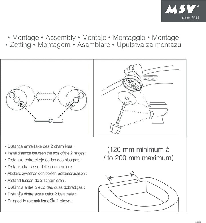 MSV 140720 WC Sitz mit Scharnieren aus Zink, weiss