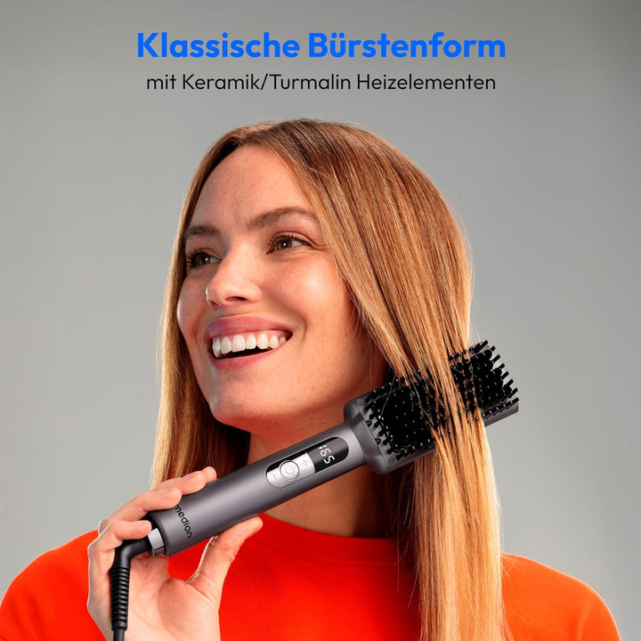 MEDION Glättbürste HB1 (Glätteisen &amp; Haarbürste, Haarglätter mit Ionen-Technologie, 5 regelbare Hitz