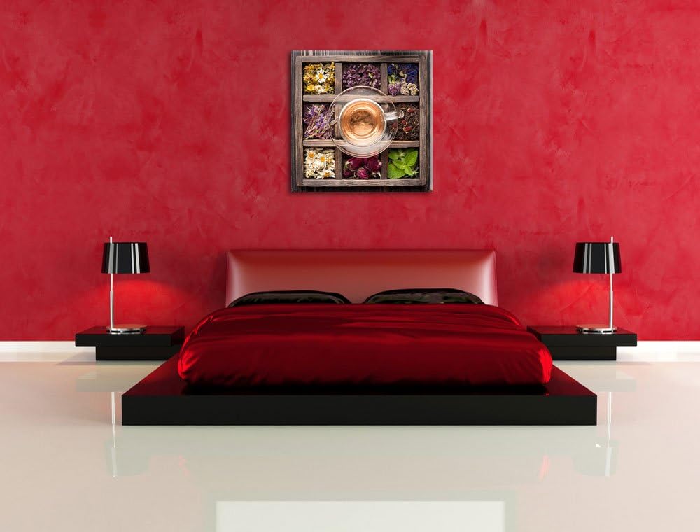 Pixxprint getrocknete Blumen in rustikalem Setzkästchen, Format: 70x70 auf Leinwand, 70x70