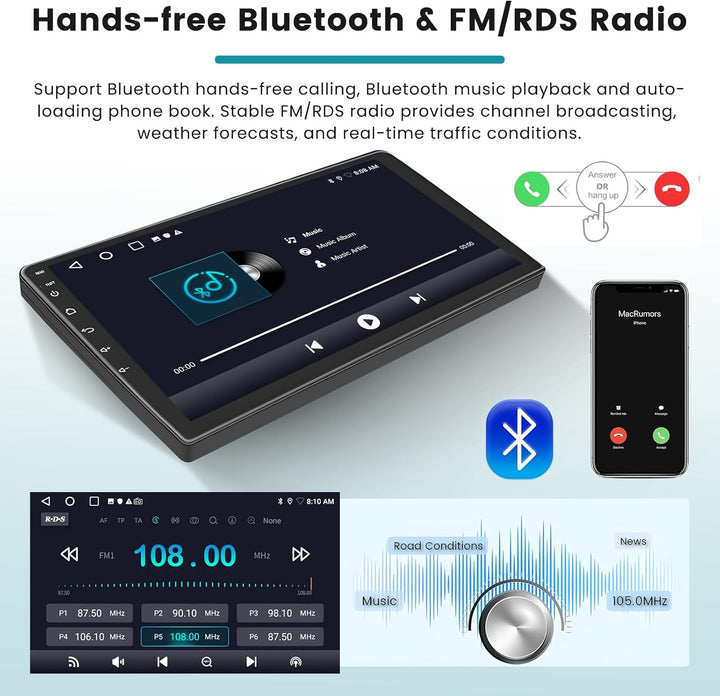 Hikity 2G 64G Android 15 Autoradio Für Peugeot 307 2002-2013 mit Wireless Carplay Android Auto,9 Zol