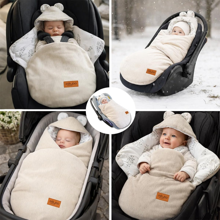 Baby Fusssack Einschlagdecke für Babyschale und Kinderwagen (Beige)