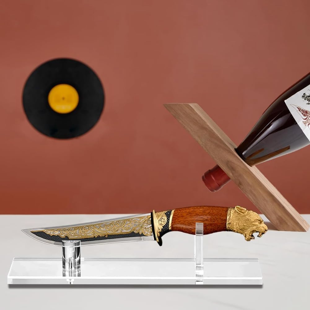 Sudemota 2x Messer-Feststellanzeige-Standfuss-Tischmesser-Anzeigehalter Acryl-Messerkasten Einzelner