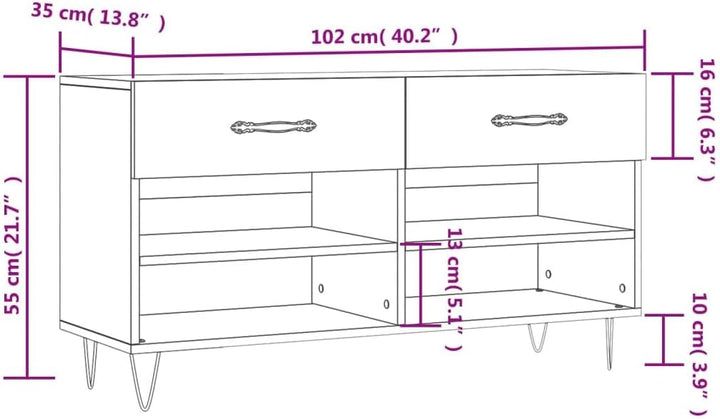 vidaXL Schuhbank Räuchereiche 102x35x55 cm Holzwerkstoff, Räuchereiche