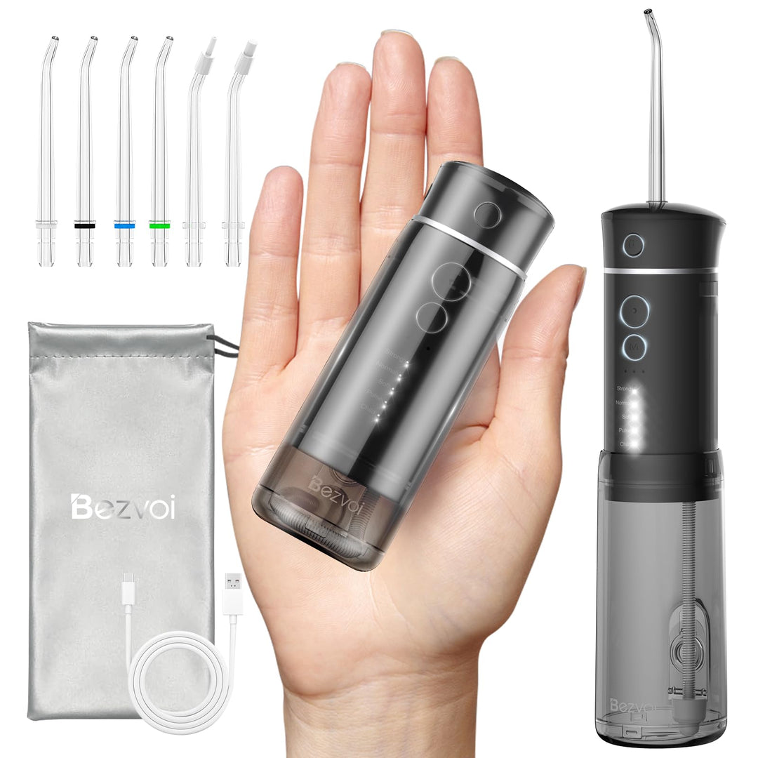 Reise Munddusche Kabellos Zahnreinigung: Oral Irrigator mit 5 Modi, 180ML Wassertank IPX7 Wasserdich