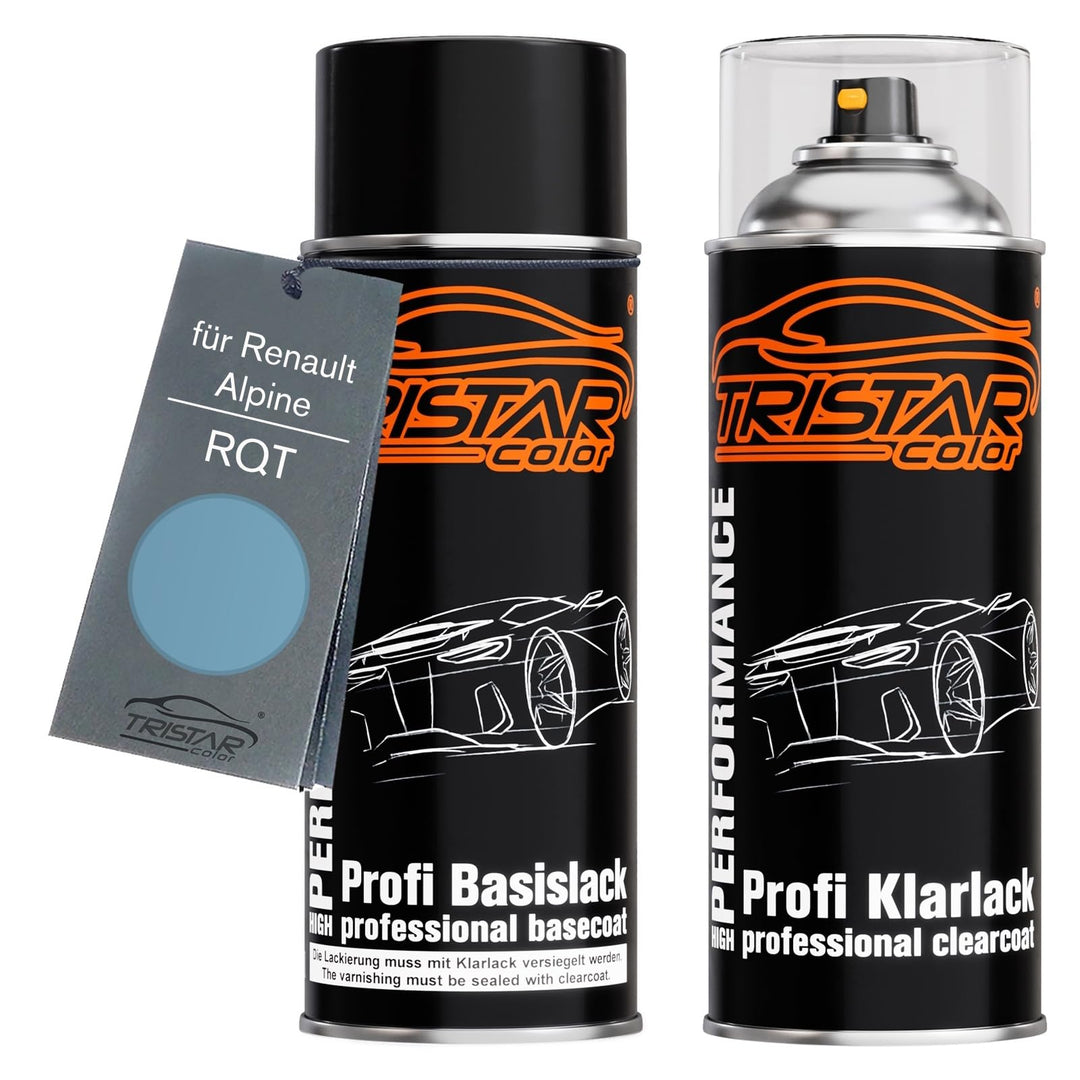 TRISTARcolor Autolack Spraydosen Set für Renault/Alpine RQT Bleu Celadon Nacre Metallic Basislack Kl